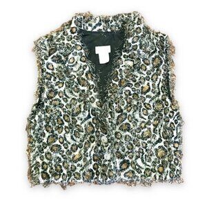 Vintage Paco Soler Leopard Animal Print Eyelash Faux Fur Vest Festival Size S/M